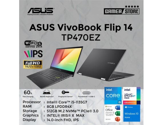 Asus VivoBook Flip TP470EZ EC551TS Core i5 1135G7 8GB 512GB SSD Touch