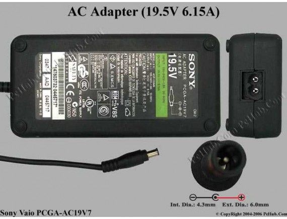 Adaptor Sony 19.5v - 6.15A OEM