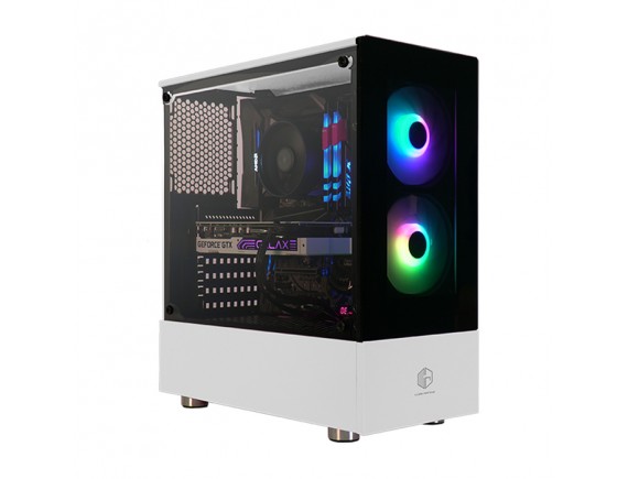 Cube Gaming CABAZON Temperred Glass Gaming Case White & Putih