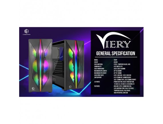 Casing PC CUBE GAMING VIERY TEMPERED GLASS Casing Gaming