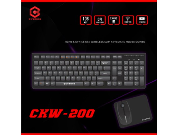 Cyborg Keyboard dan Mouse wireless combo CKW-200