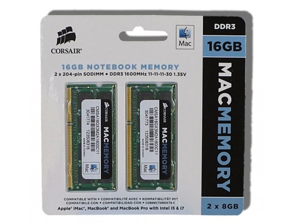 Corsair Sodimm DDR3 For Mac Apple 16GB (2 X 8GB) 1600Mhz C11