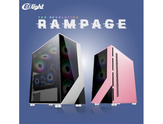 CASE ENLIGHT RAMPAGE ATX WHITE PINK 4 FAN RGB SIDE TEMPERED