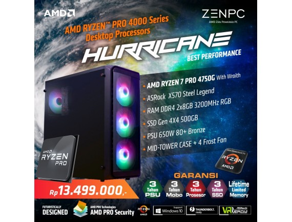 PC RAKITAN AMD RYZEN 7 PRO 4750G DDR4 16GB MID TOWER CASE